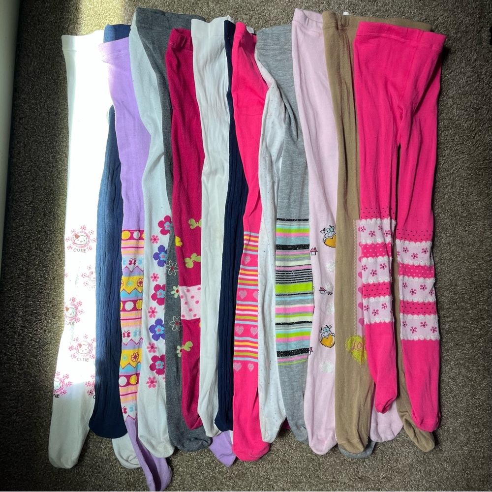 Set of 14 Colorful Patterned Knit Tights